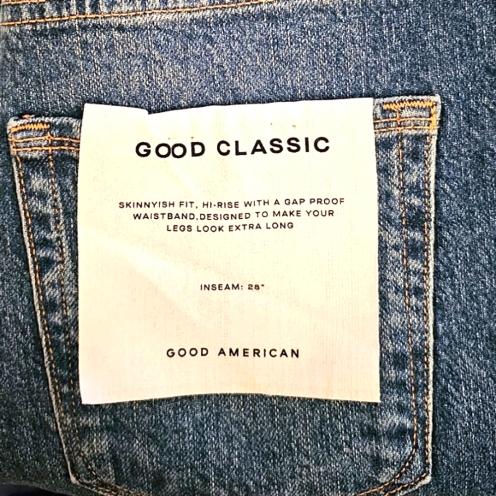 NWT Good American Good Classic Skinny Jeans Cut-Off Raw Hem - Picture 6 of 7